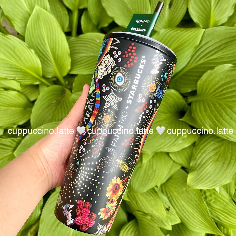🌈SOLD OUT🌴Starbucks + FARM Rio Black Tropical ‘Borogodo’ SS Tumbler & Bottle - Picture 6 of 16